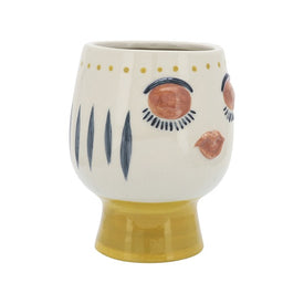 6" Ceramic Sleepy Face Planter - Multi