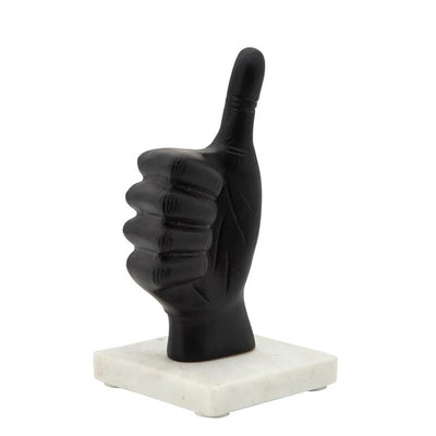 8" Metal Thumbs Up Sculpture - Black