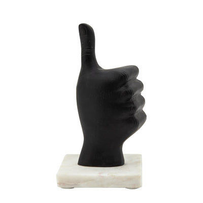 8" Metal Thumbs Up Sculpture - Black