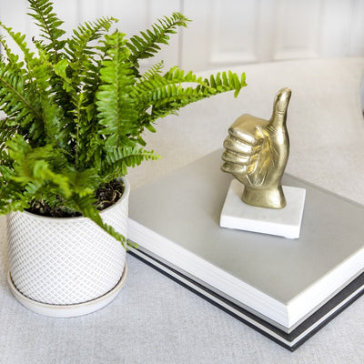 8" Metal Thumbs Up Sculpture - Gold