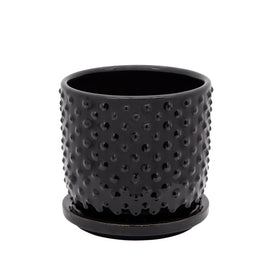 5" Tiny Dots Planter with Saucer - Black