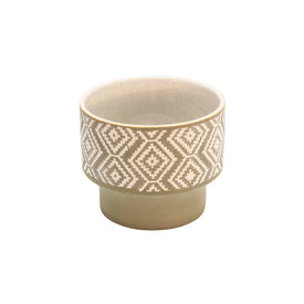4.5" Tribal Diamonds Ceramic Planter - Beige