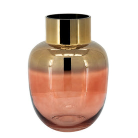 10" Metallic Glass Vase - Pink/Gold