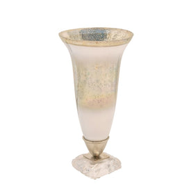 15" Glass Vase with Acrylic Base - Silver