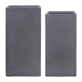 11"/13" Square Nested Polyresin Planters Set of 2 - Gray