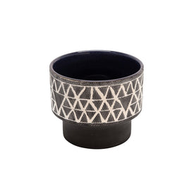 4.5" Tribal Triangles Ceramic Planter - Gray