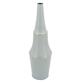 33" Metal Vase with Gold Trim - Gray