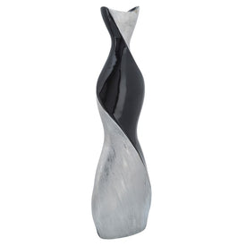 24" Two-Tone Twisted Ceramic Vase - Black/Silver