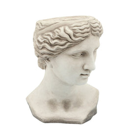 11" Polyresin Lady Head Planter - Antique White