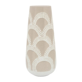 15" Aztec Arches Ceramic Vase - Beige