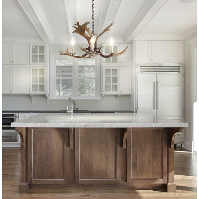 Eldora 27" Three-Light Resin Antler Chandelier - Brown