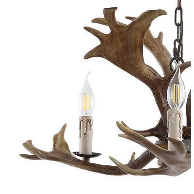 Eldora 27" Three-Light Resin Antler Chandelier - Brown