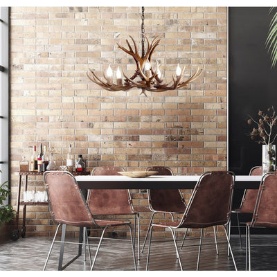 Eldora 30" Five-Light Resin Antler Chandelier - Brown