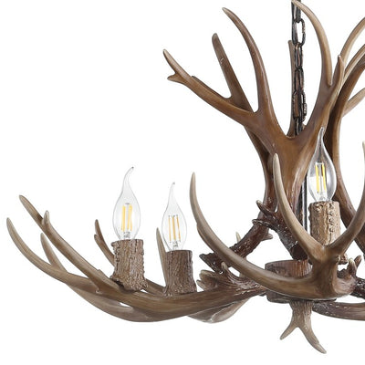 Eldora 30" Five-Light Resin Antler Chandelier - Brown