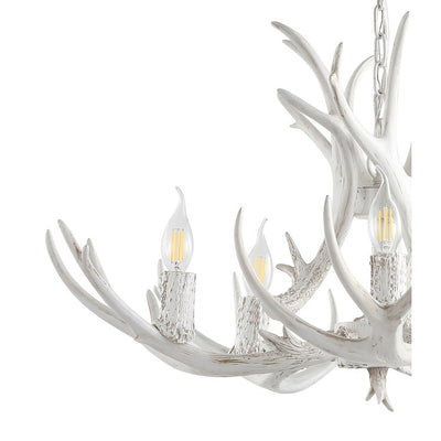 Eldora 30" Five-Light Resin Antler Chandelier - White