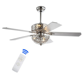 Zara 52" Filigree Five-Blade Six-Light Ceiling Fan- Chrome