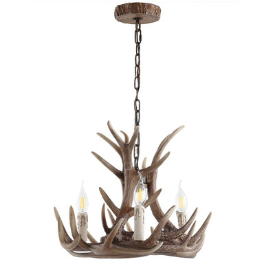 Eldora 18" Three-Light Resin Antler Chandelier - Brown