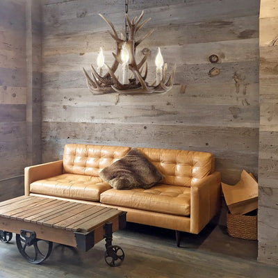 Eldora 18" Three-Light Resin Antler Chandelier - Brown