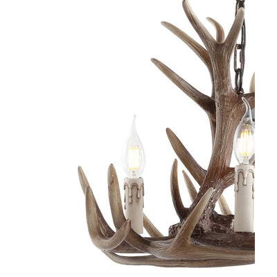 Eldora 18" Three-Light Resin Antler Chandelier - Brown