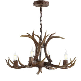 Eldora 26" Four-Light Resin Antler Chandelier - Brown