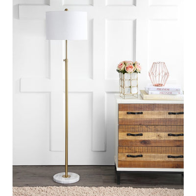 June Adjustable Height Floor Lamp - Brass Gold and White