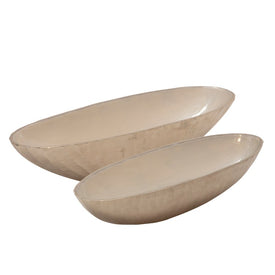 22"/24" Aluminum Oval Bowls Set of 2 - Silver