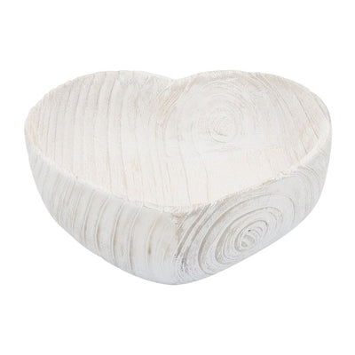9"/10" Wood Heart Bowls Set of 2 - White