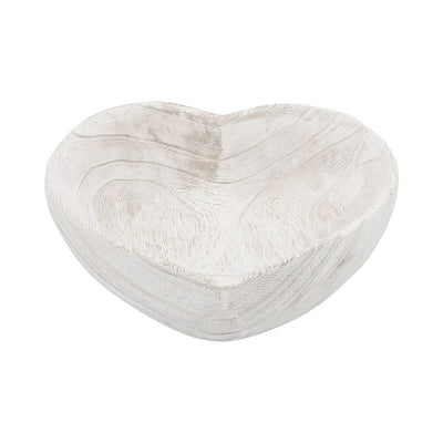 9"/10" Wood Heart Bowls Set of 2 - White