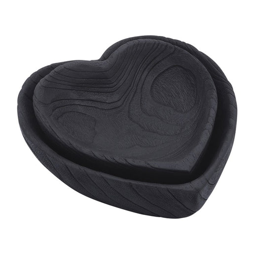 9"/10" Wood Heart Bowls Set of 2 - Black