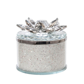 4" Round Crystal Lotus Box - Clear