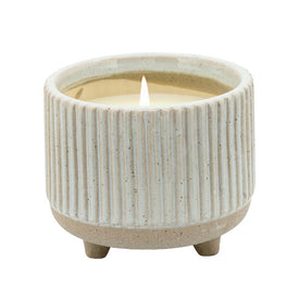 5" Ceramic Footed Planter/Candle Holder with 12 oz Scented Candle - Beige