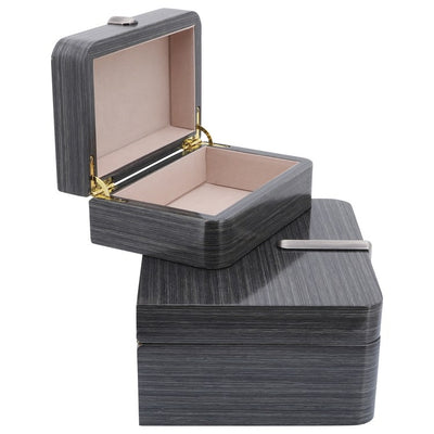 7"/9" Wood Boxes with Metal Clasp Set of 2 - Gray