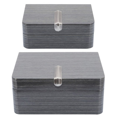 7"/9" Wood Boxes with Metal Clasp Set of 2 - Gray