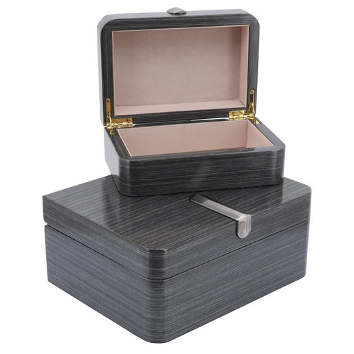 7"/9" Wood Boxes with Metal Clasp Set of 2 - Gray