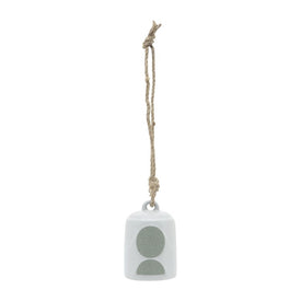 4" Circles Ceramic Hanging Bell - White/Green