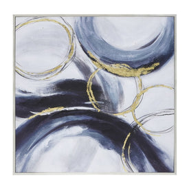 40" x 40" Circles Handpainted Canvas Wall Art - Blue