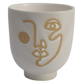 6" Ceramic Face Candle Holder with 20 oz Scented Candle - Ivory