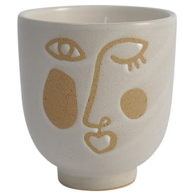 6" Ceramic Face Candle Holder with 20 oz Scented Candle - Ivory