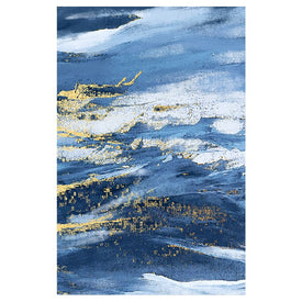 24" x 36" Abstract Handpainted Canvas Wall Art - Blue/Black/Gold