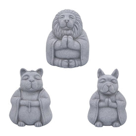 14" Polyresin Yoga Animals Garden Figurines Set of 3 - Gray