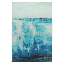 33" x 49" Abstract Hand-Embellished Canvas Art Print - Blue
