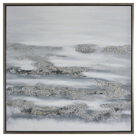 39" x 39" Abstract Handpainted Canvas Wall Art - Gray/Blue