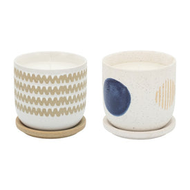 5" Ceramic Planters with 10 oz Citronella Candles Set of 2 - Multi
