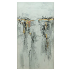 33" x 61" Abstract Hand-Embellished Canvas Art Print - Gray
