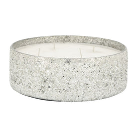 8.5" Crackled Glass Candle Holder with 49 oz Candle - Silver
