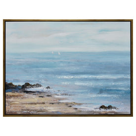 47" x 35" Ocean Handpainted Canvas Wall Art - Blue
