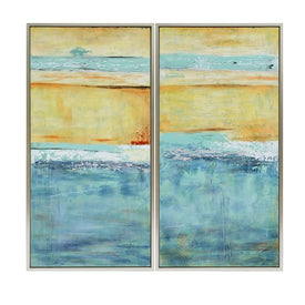 50" x 26" Ocean Oil Paintings Set of 2 - Multi
