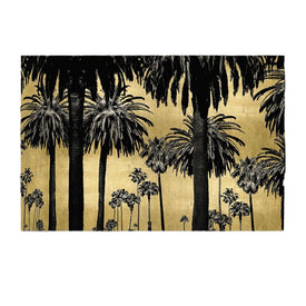 71" x 47" Palm Trees Metallic Tempered Glass Wall Art - Black