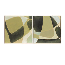 25" x 25" Abstract Oil Paintings Set of 2 - Gold/Black