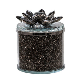 5" Round Crystal Lotus Box - Smoke